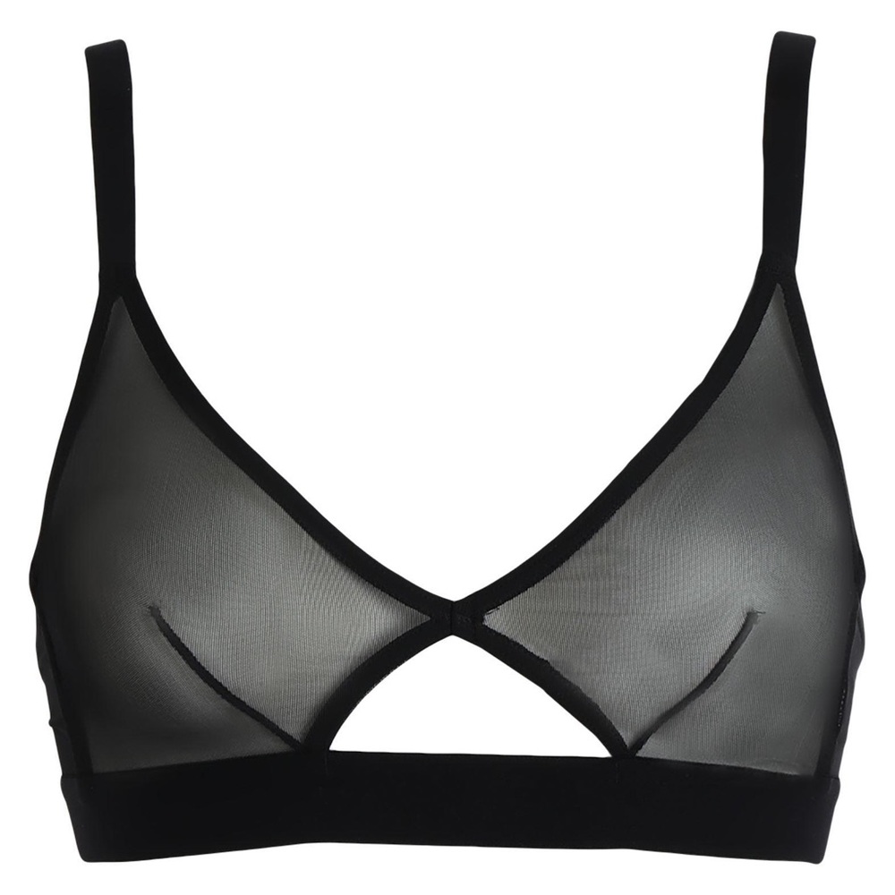 The Nude Label Cut Out Bra-Sheer Black — Size XS